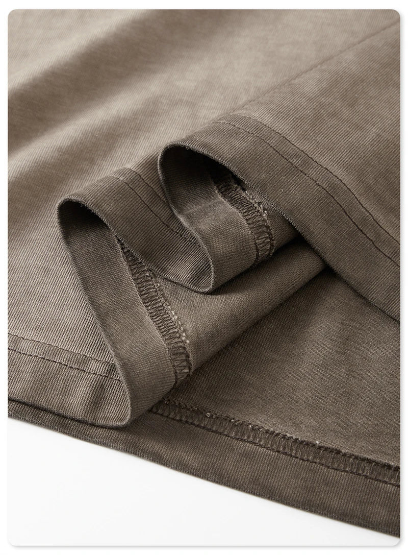 ZODF 2023 Men's Summer 255G Wash Gradient Fried Cotton T Shirt Round Neck Short Sleeve American Retro Loose T-Shirt HY0547