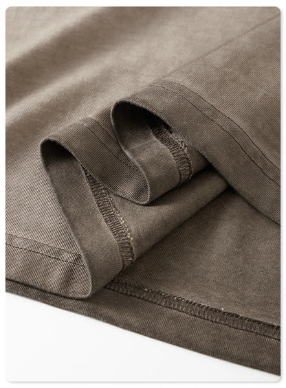 ZODF 2023 Men's Summer 255G Wash Gradient Fried Cotton T Shirt Round Neck Short Sleeve American Retro Loose T-Shirt HY0547