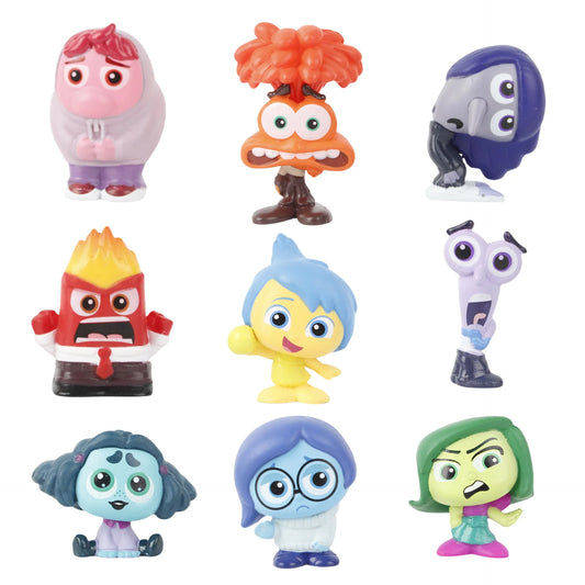 9Pcs/Set Mini Inside Out 2 Action Figure Toy Cartoon Movie Joy Anxiety Anger Sadness Disgust Fear Model Doll Figurines Kids Gift