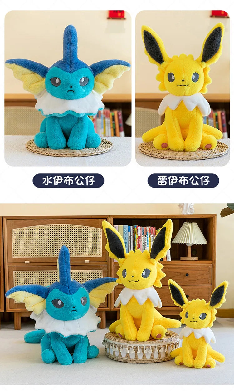 45/60/80CM Big Size Pokémon Jolteon Plushies ‌Vaporeon Cartoon Anime Stuffed Ornament Comfortable Soft Doll Children's Toy Gift