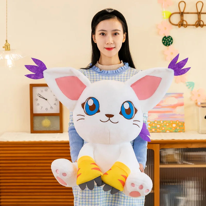 40-80CM Large Big Size Gatomon Plushies Tailmon Peluche Cartoon Anime Plush Comfortable Soft Doll Children's Ornament Toy Gifts