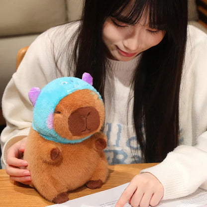Capybara Soft Doll Cute Stuffed Capibara Anime With Pikachu Stitch Kuromi Hat Toy Kawaii Plushie Xmas Gift for Girl Friend