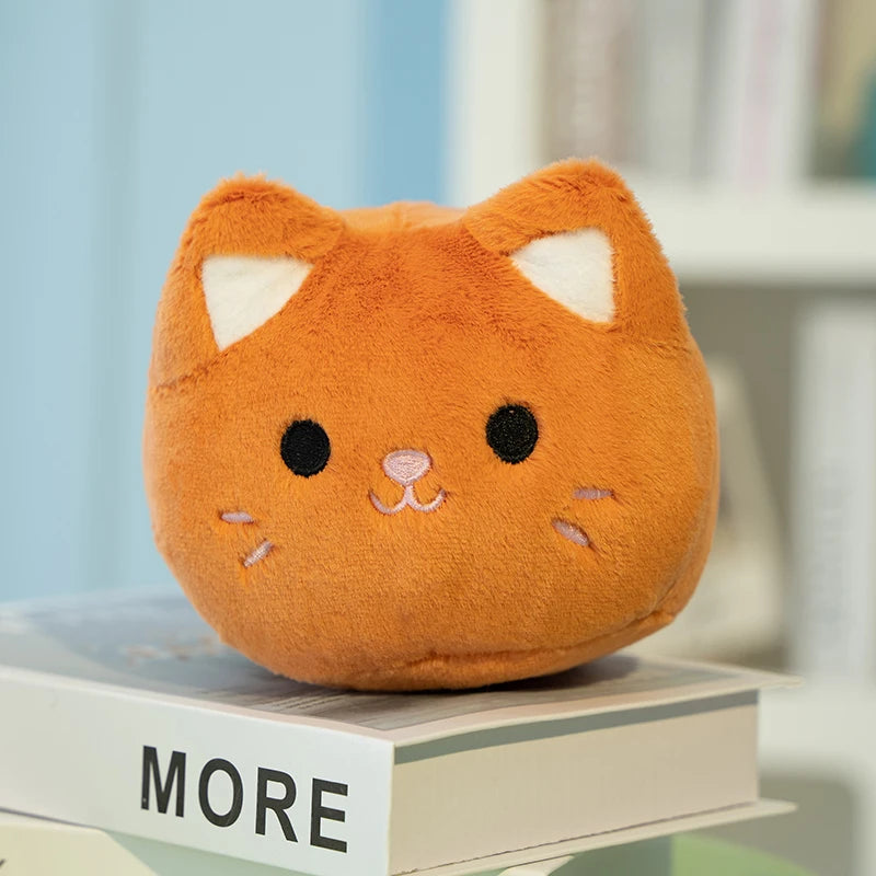 20cm Colorful Plush Peach Cat Plushie Soft Cartoon Kawaii Stuffed Toy Gift for Girls and Boys - short plush black