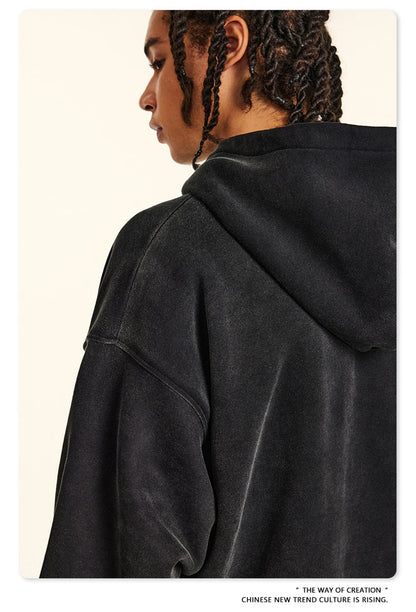 ZODF Autumn Winter Monkey Washed Fleece Hoodies For Men Unisex Basic 360gsm Warm Knitted Hooded Pullovers Coats HY0903