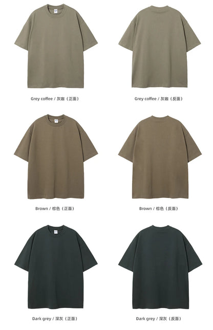 ZODF New Summer Men 100% Cotton Solid T Shirts Unisex High Street Heavy Weight 305gsm Oversized FG Noshrink T-Shirt Tops HY0165