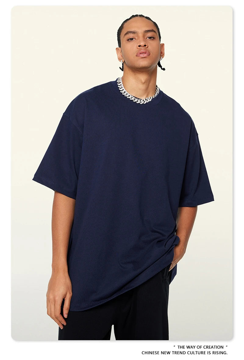 ZODF 2024 Heavy-Weight 345gsm Basic Solid T-Shirts For Men Unisex Women Summer Loose 100% Cotton T Shirt Brand Clothes HY0771