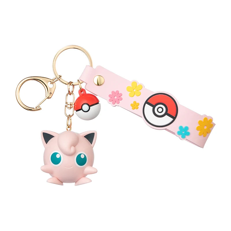 Genuine Pokemon Morpeko Keychain Gengar Meowth Cubone Jigglypuff Mimikyu Anime Action Figure Toy Keyring Fragrance Pendant Gift