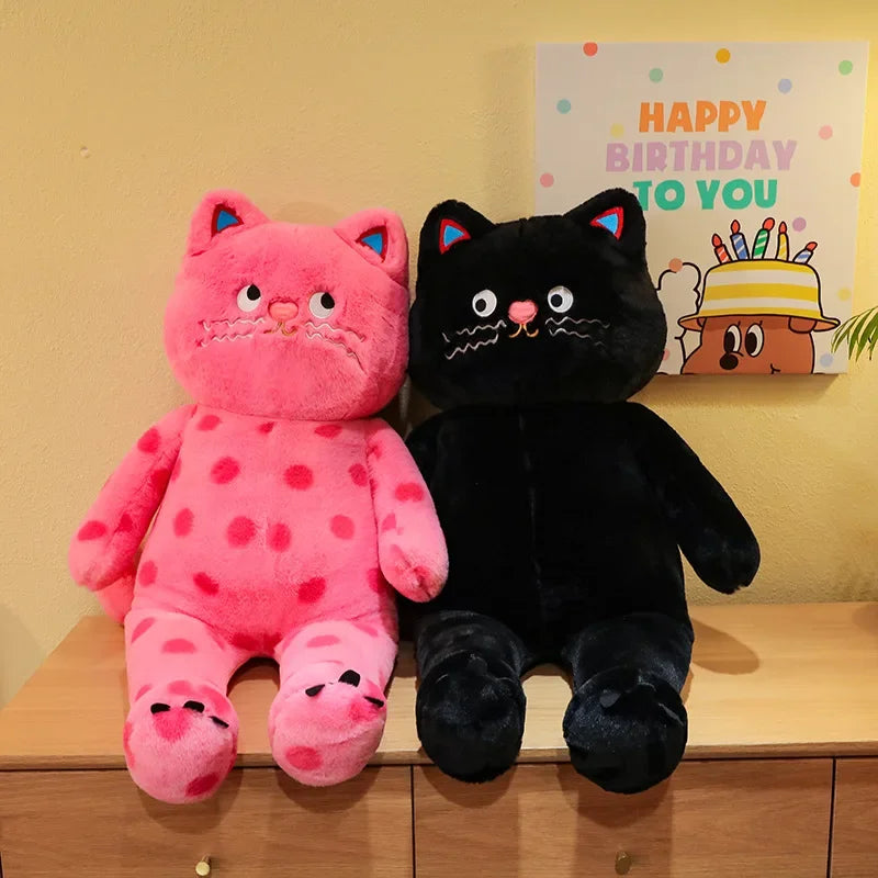 Cute Polka Dot Cat Plushie Doll Internet Famous Plush Toy Cat Doll Pillow Cushion for Girls Sleeping Gift Charming Skin-Friendly