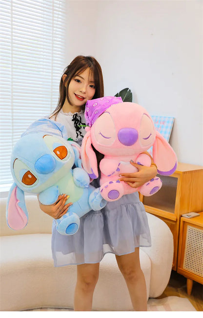 80cm Large Big Size Disney Stitch Sleeping Cute Anime Plush Stuffed Doll Room Plushies Pillow Ornaments Children's Holiday Gifts