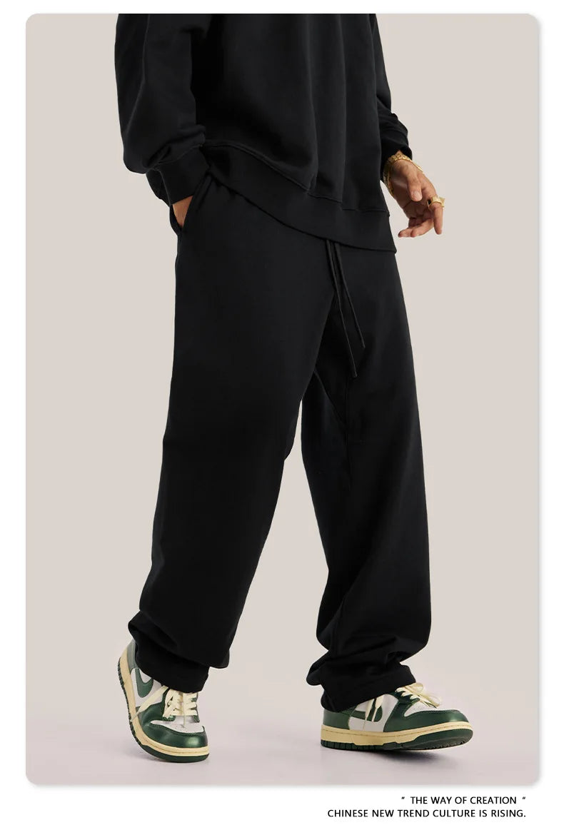 ZODF New 2025 Autumn Men's 445GSM Sweatpants Unisex High Street Soft Knitted Straight Pants Brand Streetwears Tracksuits HY0382