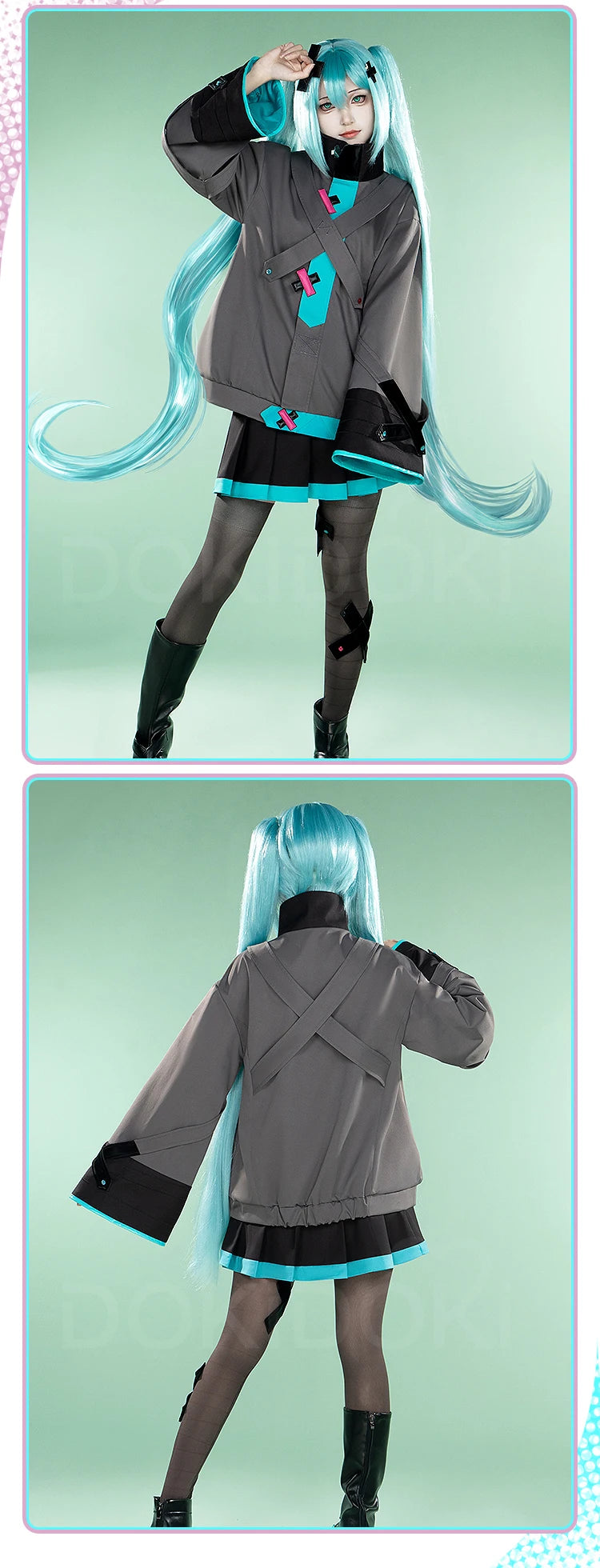 IN STOCK Mikuu Cosplay Costume Anime【S-3XL】DokiDoki-R Women Cute Dress Costume Mikuu Cosplay Headdress Plus Size