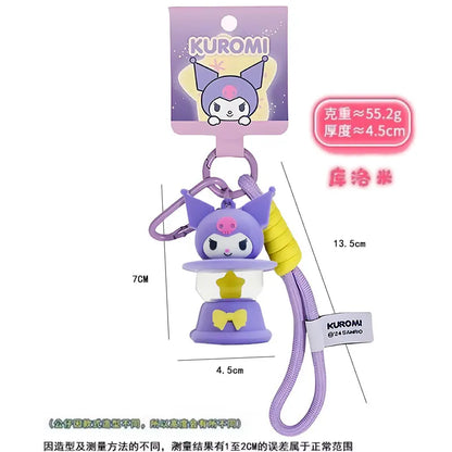Original Sanrio Keychain Creative Hello Kitty Night Light Keyring Cinnamoroll My Melody Kuromi Key Chain Schoolbag Pendant Gifts