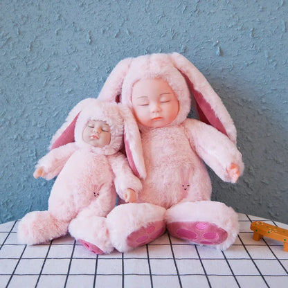 Lifelike Reborn Baby Dolls Soft Body Realistic Newborn Dolls Sleeping Girl Dolls Stuffed Toy Easter Stuffed Animal Bunny Rabbit