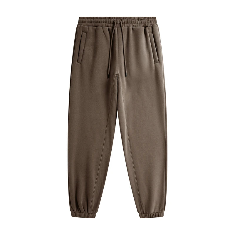 ZODF Unisex 345gsm Fleece Sweatpants Loose Fit Retro Hip Hop Winter Joggers HY0005 - Dark Brown / XL / China Mainland