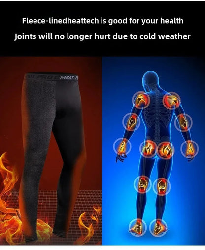 Men’s Winter Fleece-Lined Quick-Dry Warm-Up Sports Set for Running Cycling Fitness Training