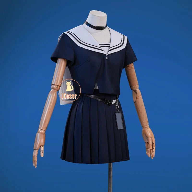 Wuthering Waves Chisa Cosplay Costume Wig Jacket Uniform Headwear Tattoo Sticker Socks Halloween Party for Women Girls Accessory