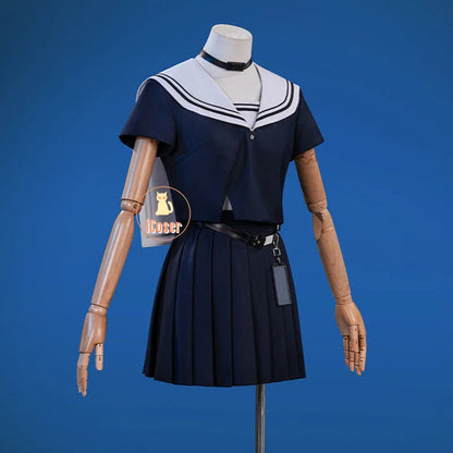 Wuthering Waves Chisa Cosplay Costume Wig Jacket Uniform Headwear Tattoo Sticker Socks Halloween Party for Women Girls Accessory