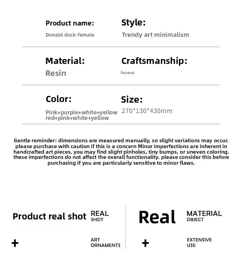 Disney Anime Figuras Donald Duck Daisy Statue Cartoon Cute Resin Model Crafts Desktop Decor Disney Toys for Kids Sculpture Gift