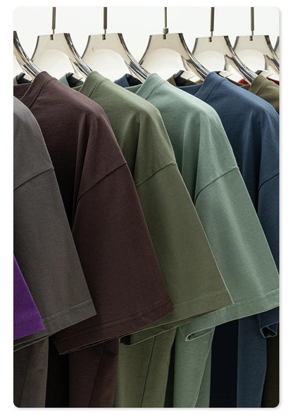 ZODF New 2025 Spring Summer 235gsm Solid Cotton T-Shirts For Men Women Unisex Loose Basic T Shirt Tees Brand Tops HY0970