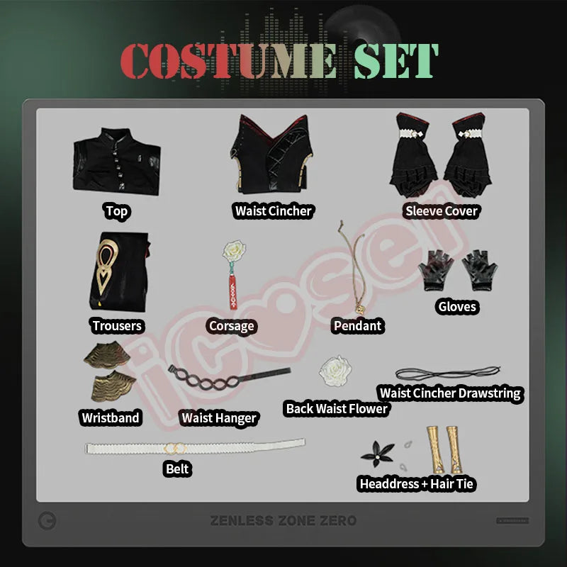 Zenless Zone Zero Isolde Cosplay Costume Wig Uniform Headwear Pendant Halloween Party Women Girls Props Game Role Play Outfit