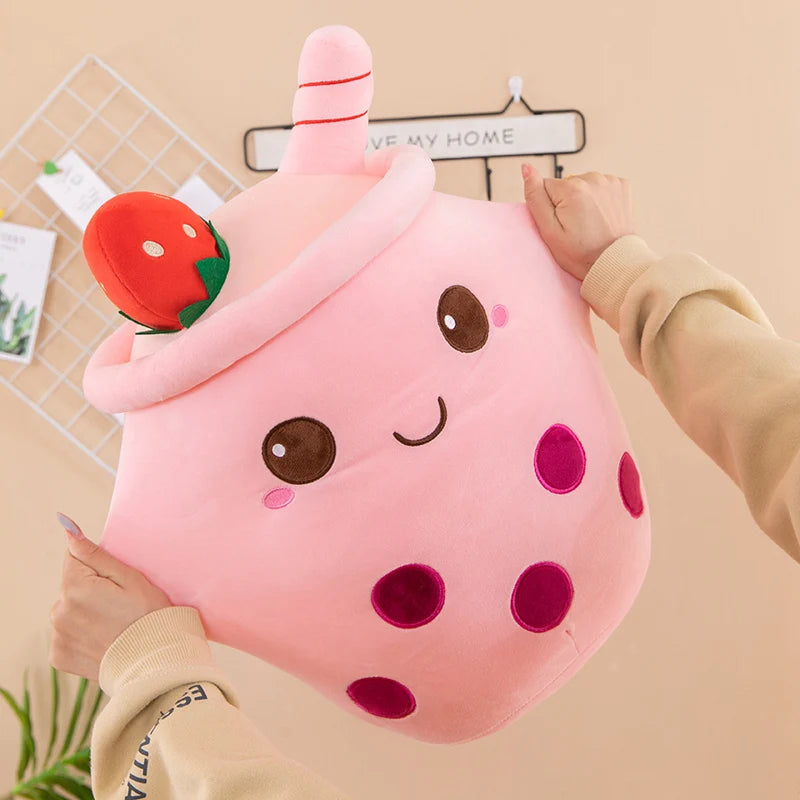 Bubble Tea Boba Plushie Kawaii Room Decor Plush Toy Stuffed Ice Cream Food Milk Tea Soft Hug Cushion Birthday Gift for Kids