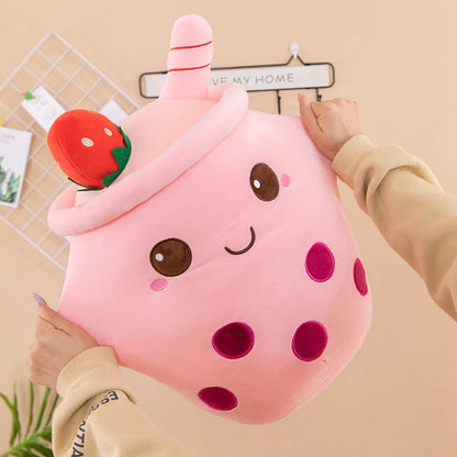 Bubble Tea Boba Plushie Kawaii Room Decor Plush Toy Stuffed Ice Cream Food Milk Tea Soft Hug Cushion Birthday Gift for Kids