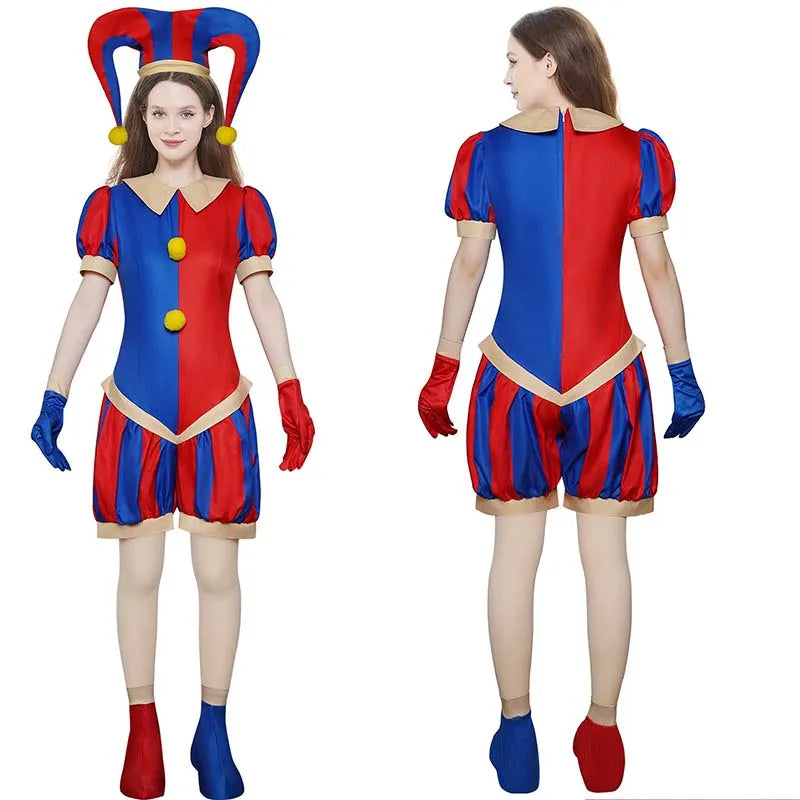 Pomni Magical Virtual Circus Cosplay Jumpsuit Set Cotton Polyester