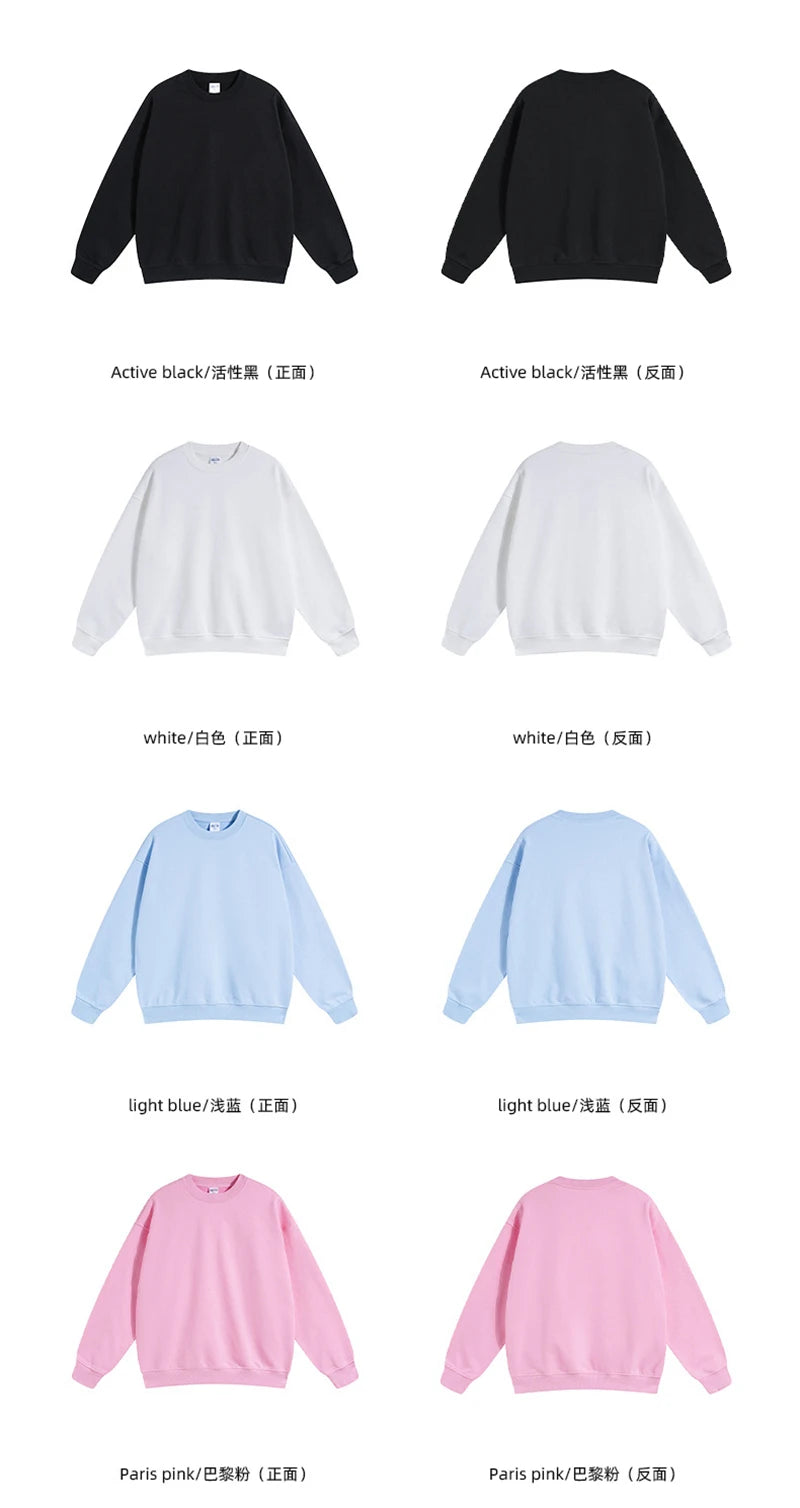 ZODF 2024 Autumn Winter Men's Basic O-Neck Sweatshirt Unisex Loose Solid 430gsm Terry Pullovers Streetwears HY0910