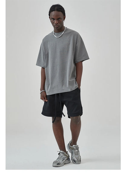 ZODF New Summer Solid Washed Cotton T-Shirts Streetwears For Men Unisex Retro High Street 275gsm Basic Tees Brand Tops HY0071