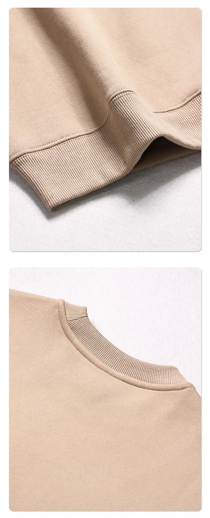 ZODF New 2025 Winter 350gsm Fleece Sweatshirts For Men Unisex Casual Loose Basic Solid O-Neck Thick Warm Pullovers HY0635