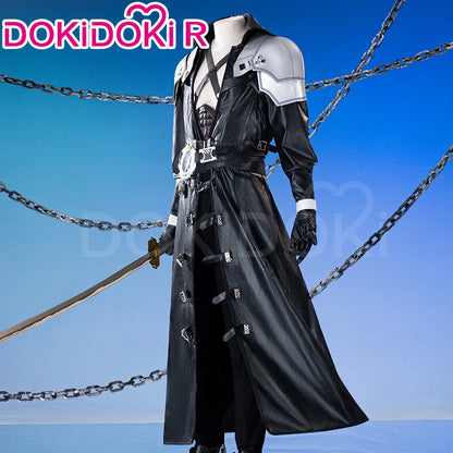 Sephiroth Cosplay Costume Game FF DokiDoki-R【XS-3XL】Men Black Suits Sephiroth Costume Adult Cosplay Plus Size