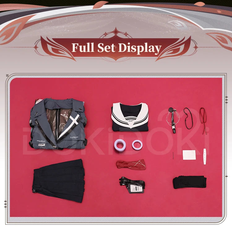 CHISA Cosplay Costume Game Wuthering Waves DokiDoki-SR Women Black JK Uniform Halloween CHISA Suit Coat Cosplay Wig