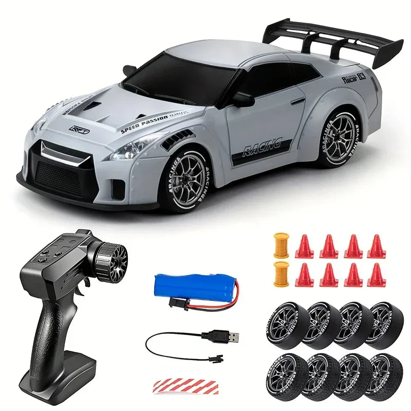 RC Drift Car 1/24 4WD High Speed Remote Control Electric Racing Vehicle for Kids Boys Christmas Gifts - Light gray