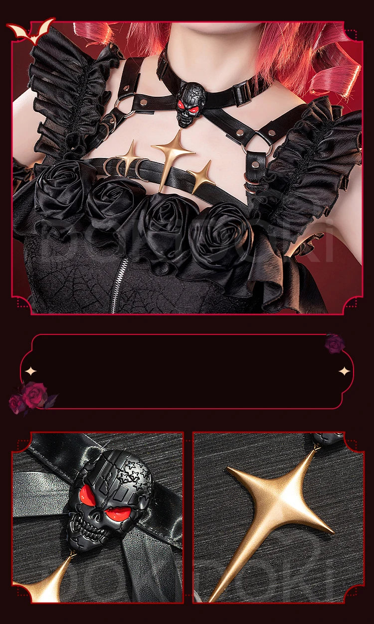 Tetoo Cosplay Costume Game Cosplay DokiDoki-R Women Cute Halloween Evil Dress Kasanee Tetoo Cosplay Wings