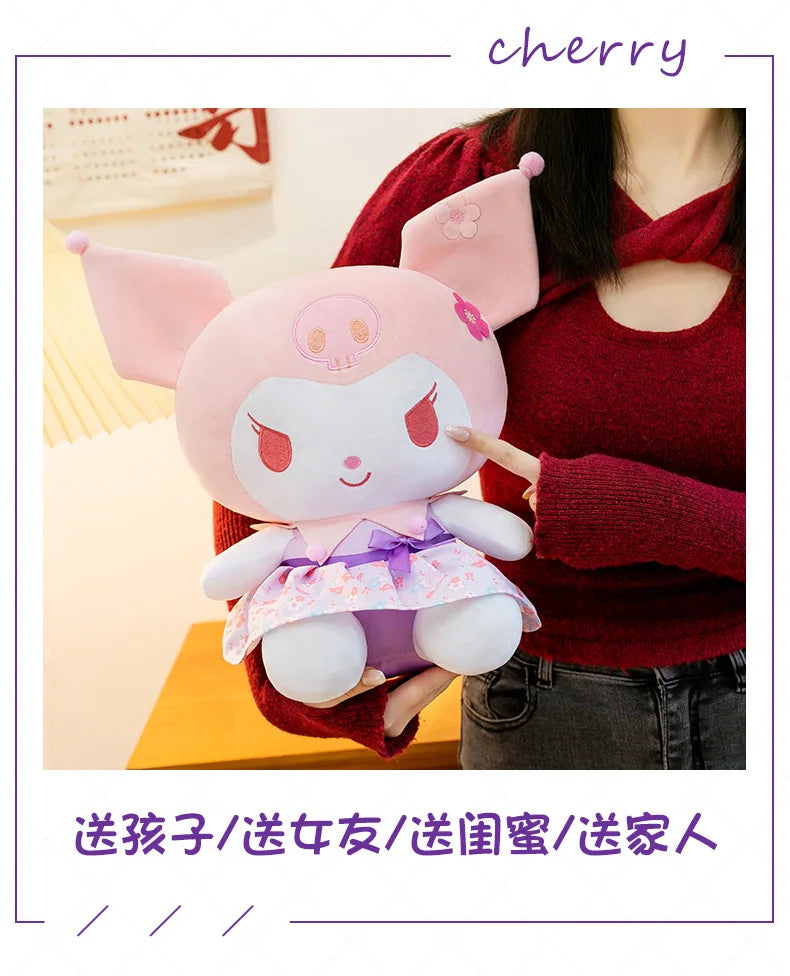 New Sanrio Pink Peach Hello Kitty Plush Toy Cat Doll Kuromi My Melody Stuffed Animal for Girls Birthday Xmas Gift Soft Cute Kids
