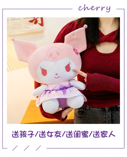 New Sanrio Pink Peach Hello Kitty Plush Toy Cat Doll Kuromi My Melody Stuffed Animal for Girls Birthday Xmas Gift Soft Cute Kids