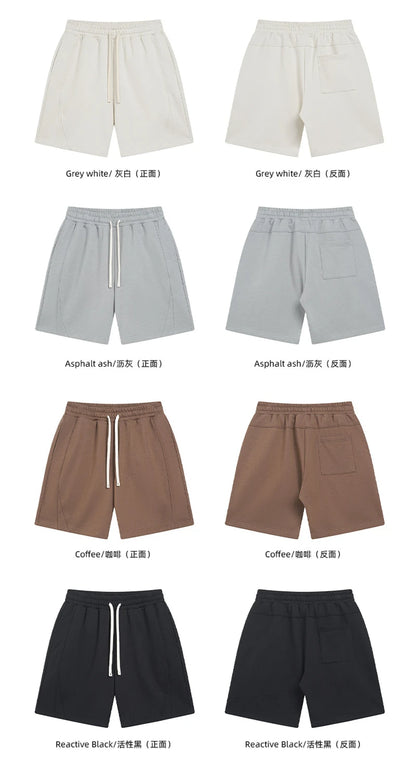 ZODF Trendy 2025 Men Summer Patchwork 345gsm Shorts Unisex Casual High Street Loose Fit Sport Solid Shorts Streetwears HY1053