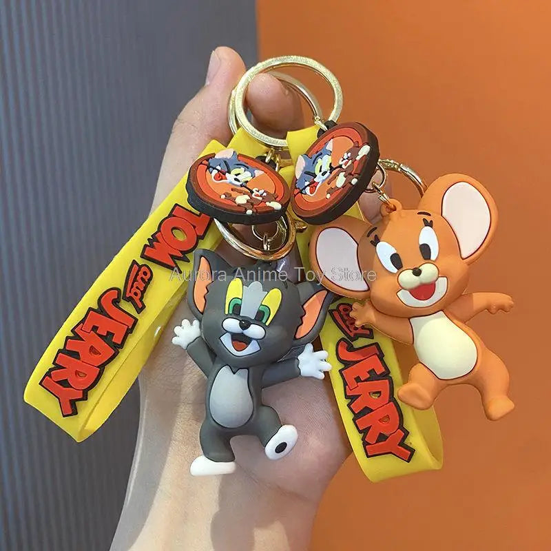 Cartoon Anime Disney Keychain Tom and Jerry Toys Doll Car Cute Keychains Bag Pendant Action Figure Pendant Kids Toys Gifts