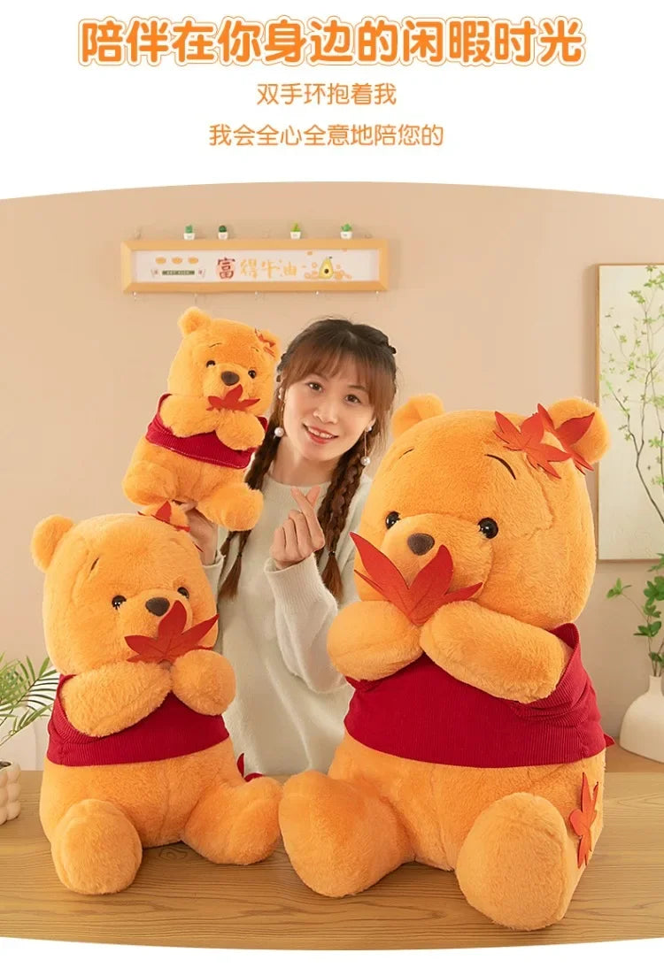 70cm Big Size Disney Pooh Bear Maple Leaf Anime Plush Stuffed Doll Room Plushies Pillow Cute Ornaments Children's Holiday Gifts
