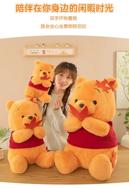 70cm Big Size Disney Pooh Bear Maple Leaf Anime Plush Stuffed Doll Room Plushies Pillow Cute Ornaments Children's Holiday Gifts