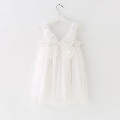 Girl Clothes 2024 Summer Princess Dresses Orange Sleeveless Dress Korean Kids Dress Butterfly Party Holiday Dresses for Children