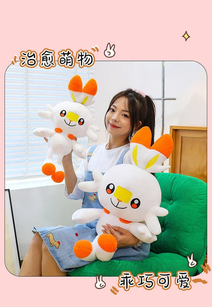 50/90cm Scorbunny Pokemon Large Plush Toys Anime Doll Cute Giant Pokémon Rabbit Cartoon Stuffed Plushie Pillow Gift for Kid Xmas