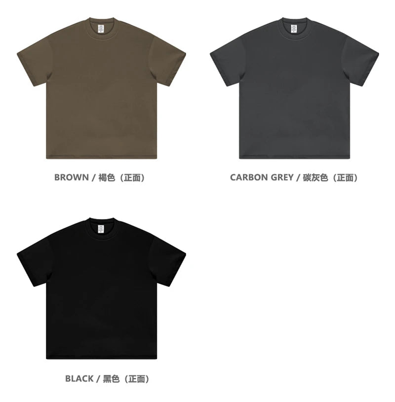 ZODF New 2025 Heavy Weight 305gsm Solid Cotton T Shirts For Men Unisex Summer Oversized Noshrink Basic T-Shirt Brand Tops HY0475