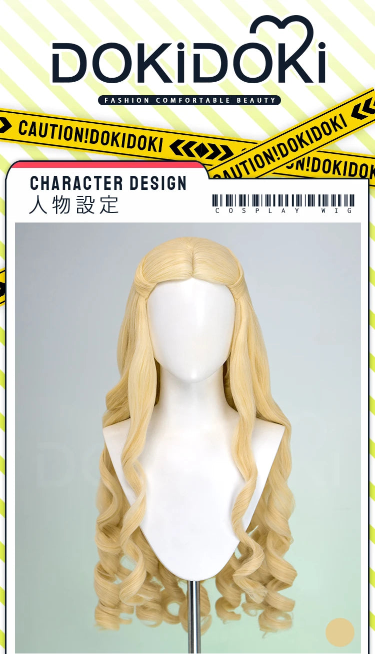 Women Princess Wig Anime DokiDoki Women Long 80cm Golden Curls Hair Christmas Princess Cosplay High Heat Resistant Free Cap Wig