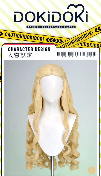 Women Princess Wig Anime DokiDoki Women Long 80cm Golden Curls Hair Christmas Princess Cosplay High Heat Resistant Free Cap Wig