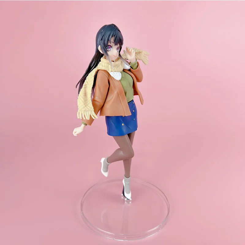 22cm Mai Sakurajima Does Not See The Bunny Girl's Ancestors Figure Winter Clothes Sakurajima Mai PVC Action Figure Model Toys