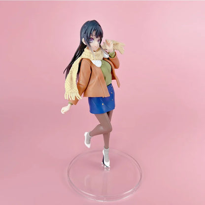 22cm Mai Sakurajima Does Not See The Bunny Girl's Ancestors Figure Winter Clothes Sakurajima Mai PVC Action Figure Model Toys