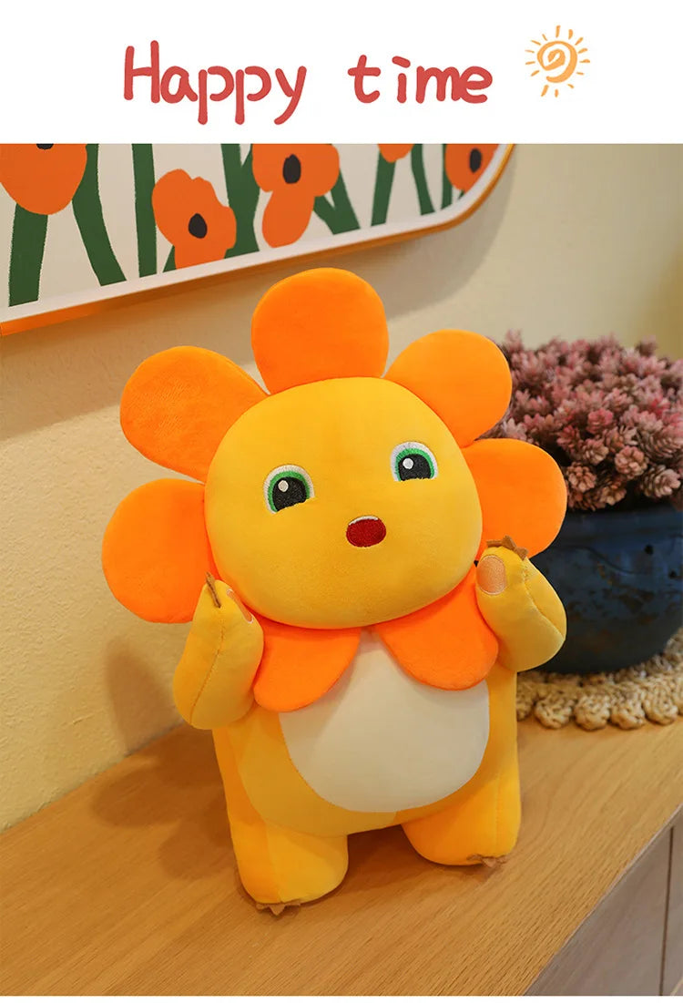 Kawaii Sunflower Nailong Plush Toy Cartoon Smile Dinosaur Silly Cute Stuffed Anime Sofa Pillow Room Decor for Kids Birthday Gift