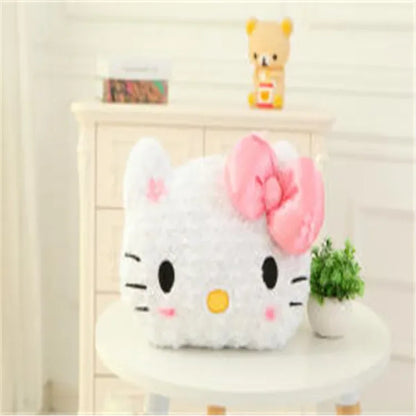 Aoger Kawaii Hello Kitty Rose Velvet Plush Melody Pillow Plushie Toy Soft Pillow Decorative Doll Bedding Kids Birthday Gift