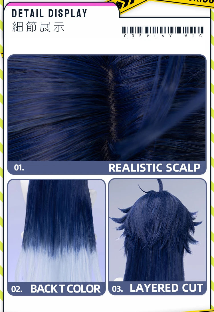 IN STOCK Ineffa Nefer Jahoda Flins Wig Game Genshin Impact DokiDoki Men Gradient Deying Hair Flins Cosplay Free Cap Halloween